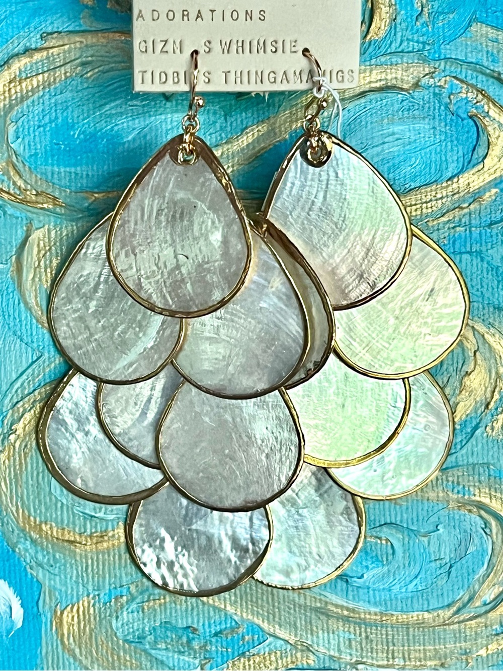 πΊπHPππΊ NWT Anthropologie Mother of Pearl Shell Chandeliers - Picture 9 of 14